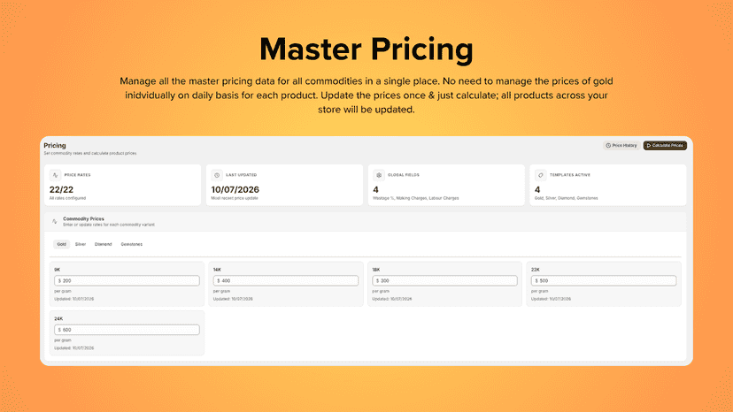 Master Pricing to manage all the rates in a single place