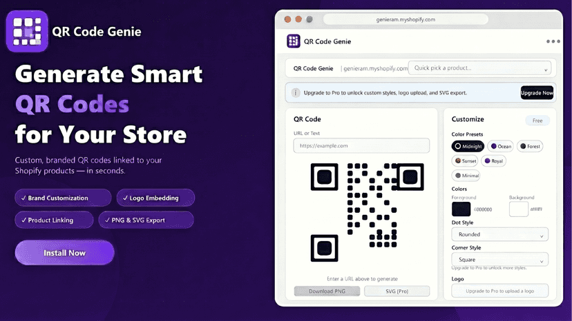 Customizable QR code generator with color and style options