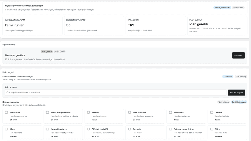 Bulk Price Dashboard
