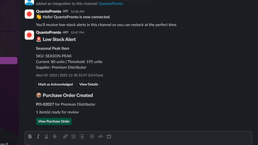 Real-time alerts directly in Slack where you work
