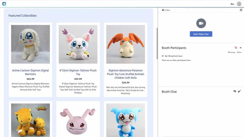 Visitors can browse and purchase your products in your booth