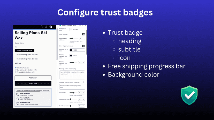 Configure trust badges