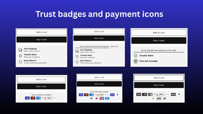 Trust badges and payment icons use cases