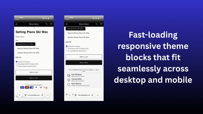 Fast-loading responsive theme blocks