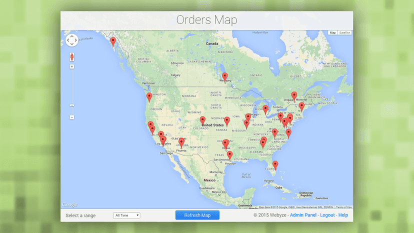 All orders on the map