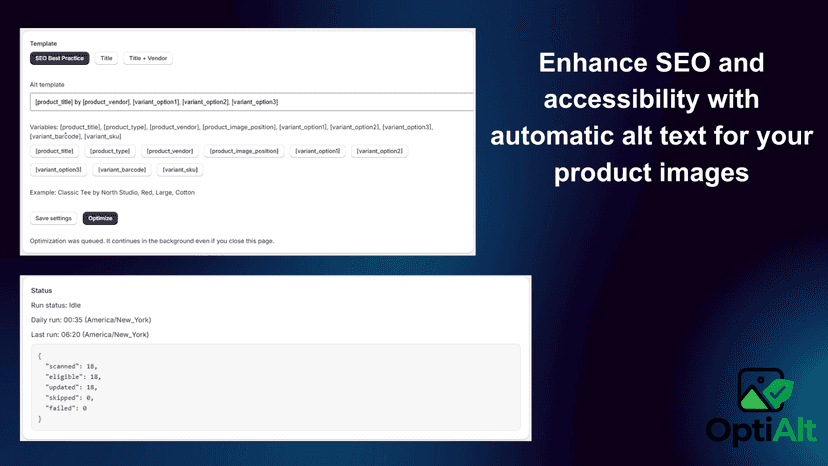 Automatically optimize alt tag for product images