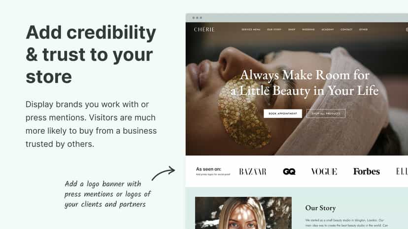 Add credibility & trust to your store with logo slider