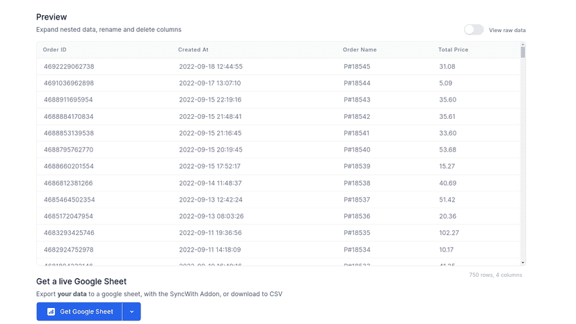 Interactively preview, transform and export your results