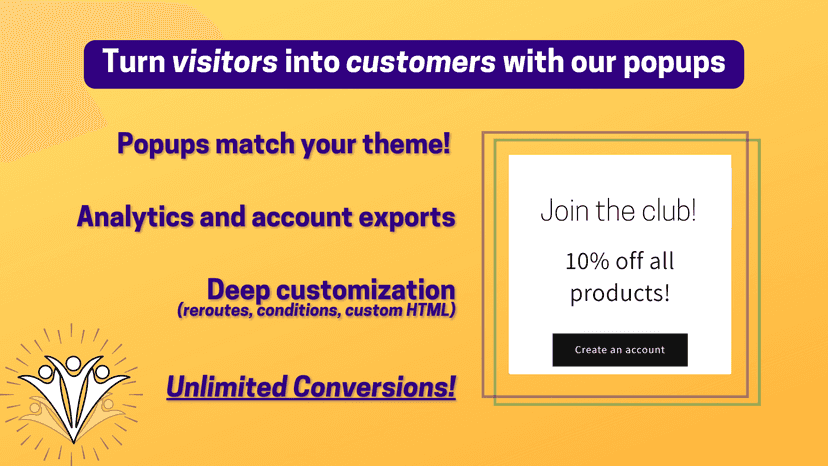Banner showing the functionality of New User Discounts (popups)