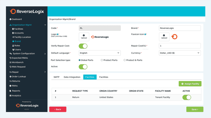 Configurable Return Portal – Brand and product configuration