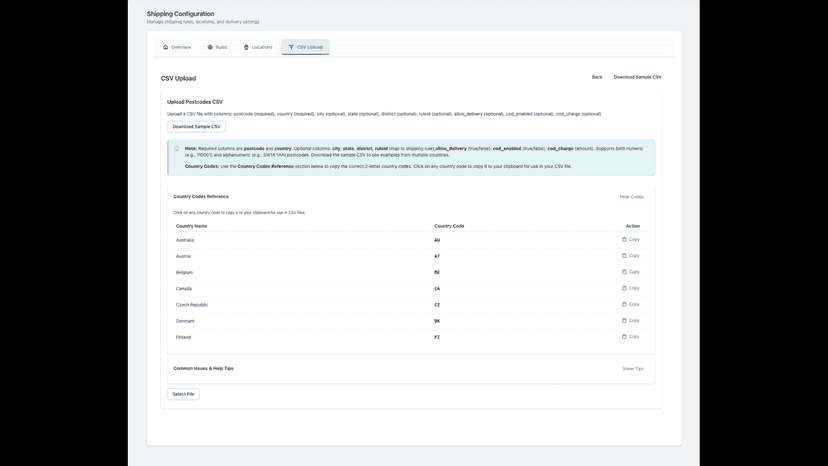 Upload CSV