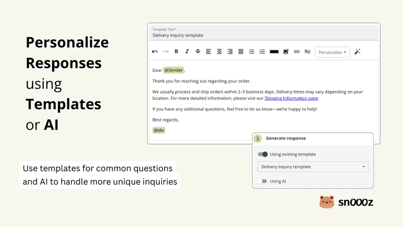 Send personalized auto-replies 24/7