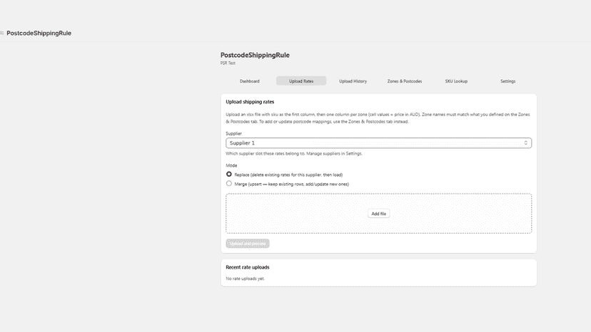 Settings with supplier plans, fallback rate, and widget add-on