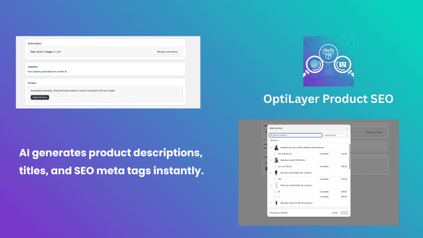 Shopify app interface showing options to create and publish job