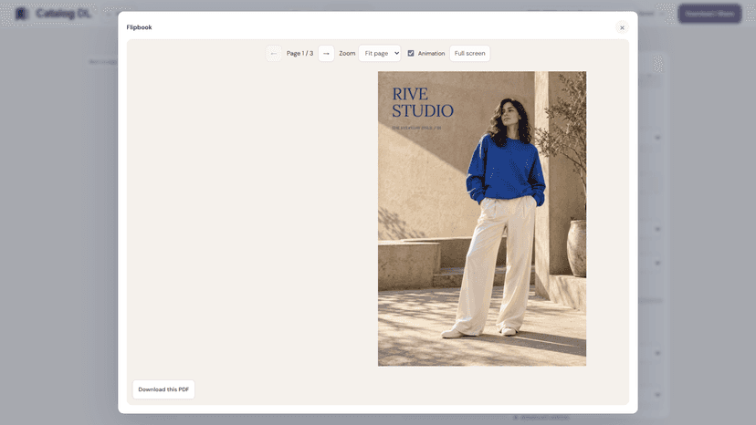 Interactive flipbook preview with an editorial cover