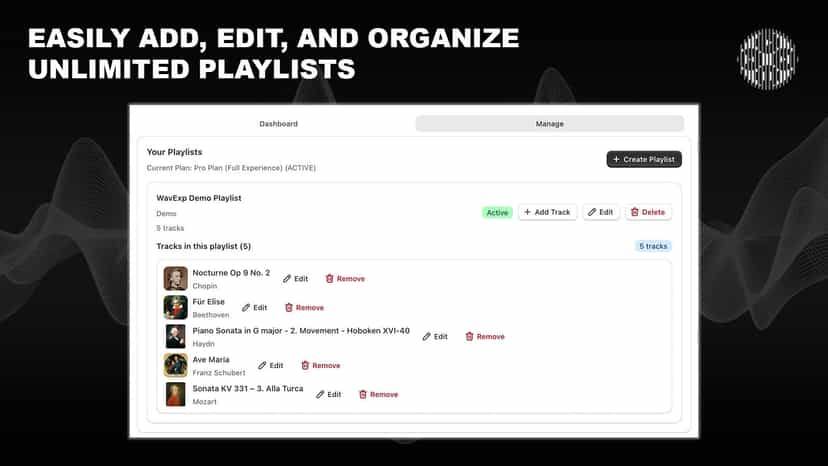 WavExp playlist manager with track editing controls