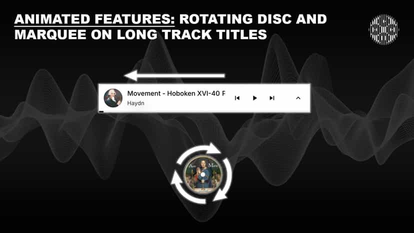 Animated disc and marquee text features