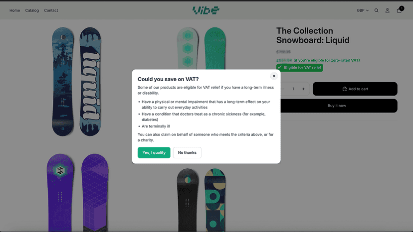 Popup asking if they qualify