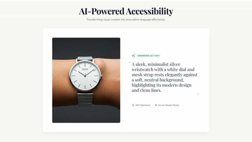 Product photo accompanied by a generated alt text