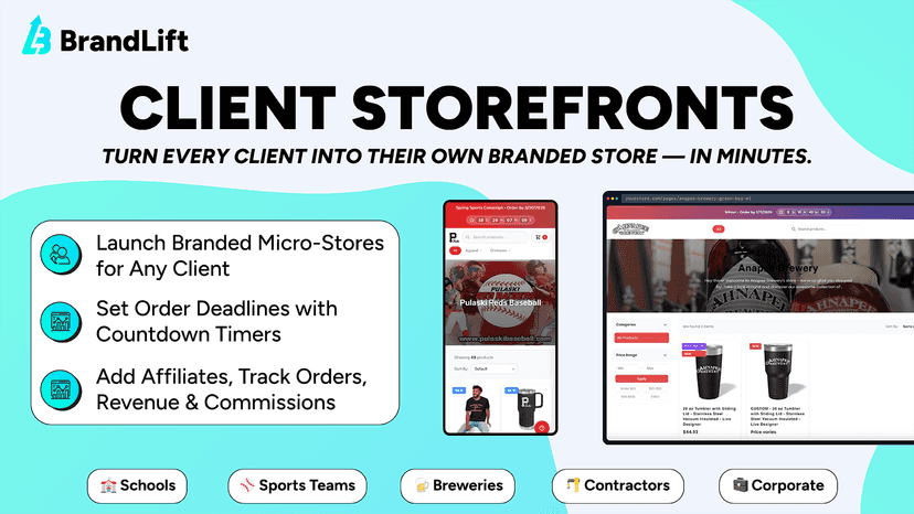 Branded client micro storefronts for Shopify custom orders