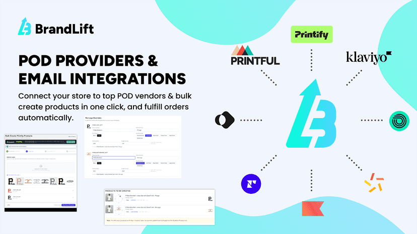 Printful Printify POD integration for Shopify live designer