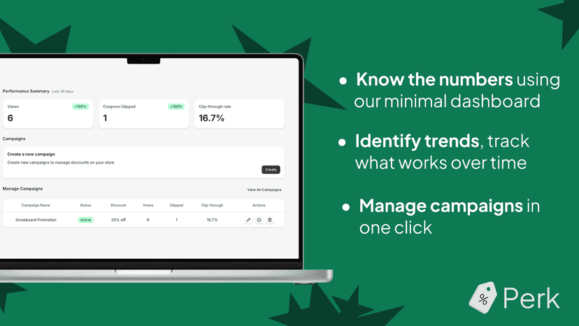Laptop showcasing the Perk dashboard