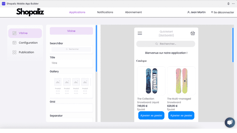 Editeur d'application glisser-déposer simple d'utilisation