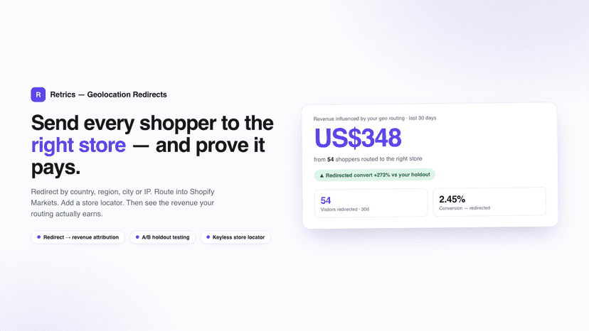 Redirect shoppers by location, plus a built-in store locator
