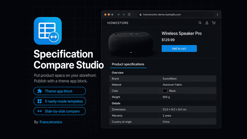 Specification Compare Studio