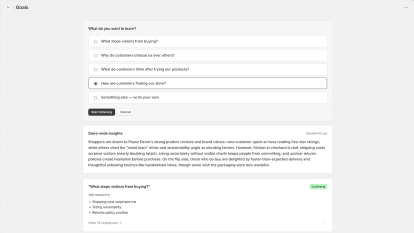 AI insights summary on the goals dashboard