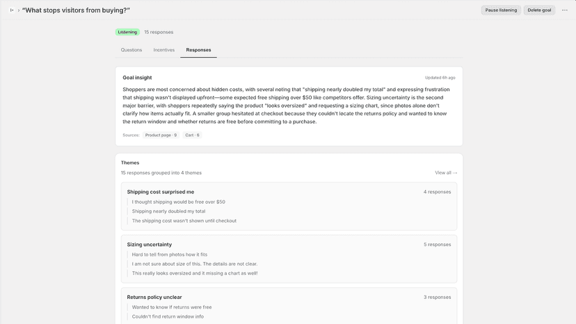 Responses grouped into AI themes