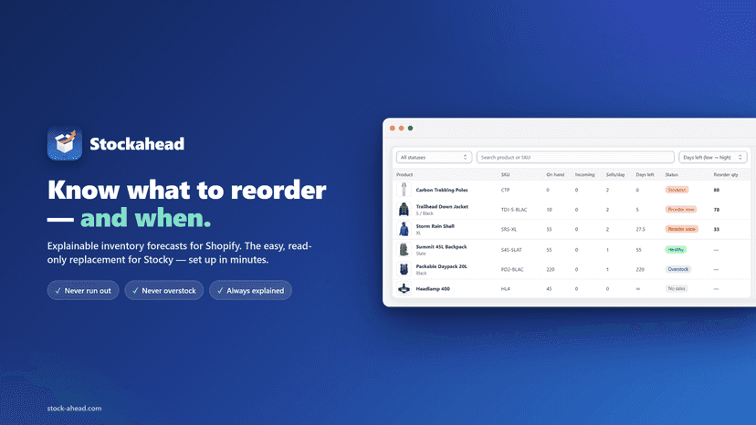 Stockahead: explainable inventory forecasts for Shopify