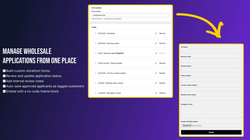 edit form and preview screens