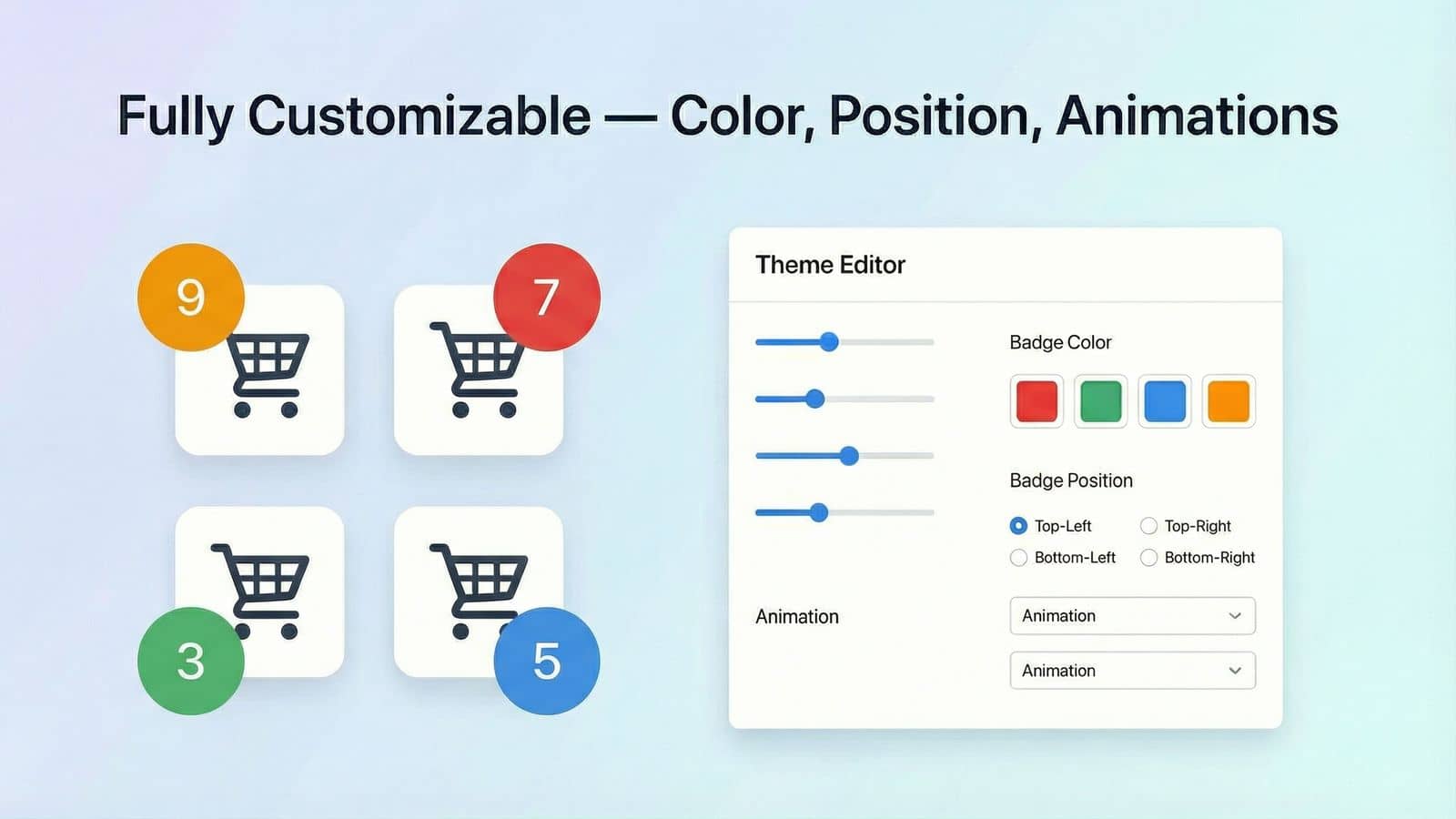 Theme Editor settings for badge color and position