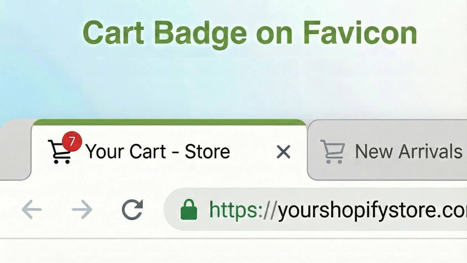 Browser tab with red cart badge showing item count