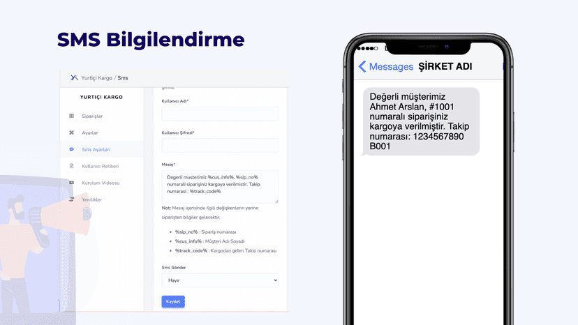 Shopify Yurtiçi Kargo Entegrasyon Kargo Takip SMS Özelliği