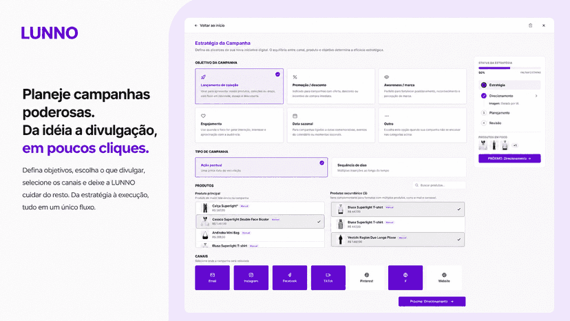 LUNNO – Planeje campanhas completas em poucos cliques.