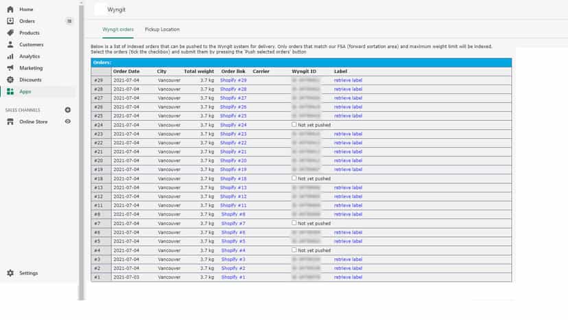 Manually or automatically push orders to our delivery system