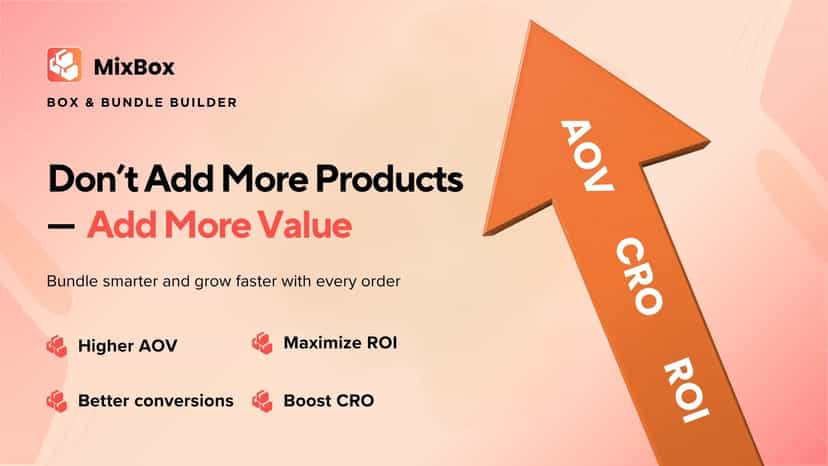 MixBox AOV growth graphic with arrow showing CRO ROI
