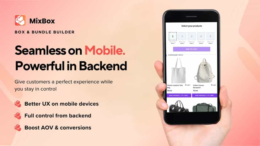 MixBox mobile bundle builder UI with product selection