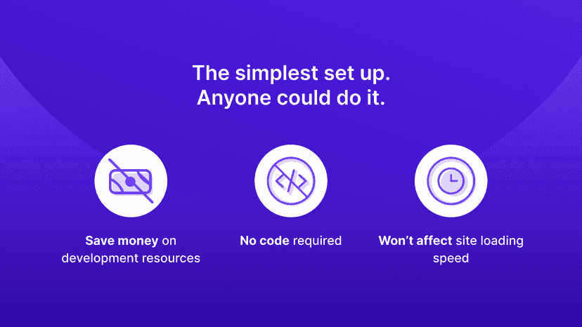 Easy to set up, no code required, won't affect site speed