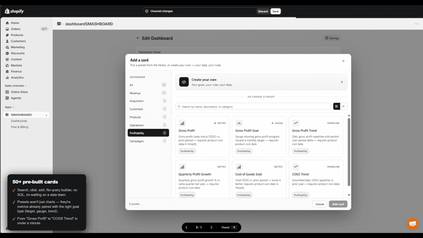 Easy goal configuration - status, risk, gap, forecast and more