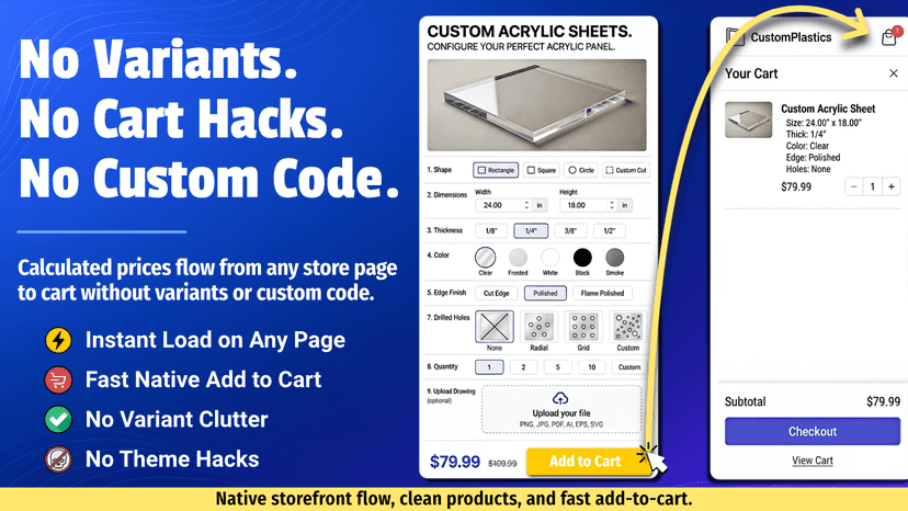 Native add to cart without variants & instant load