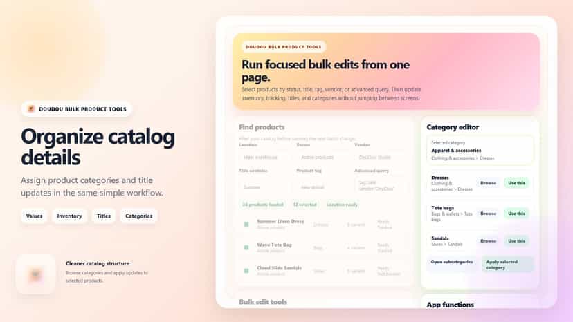 Organize catalog details