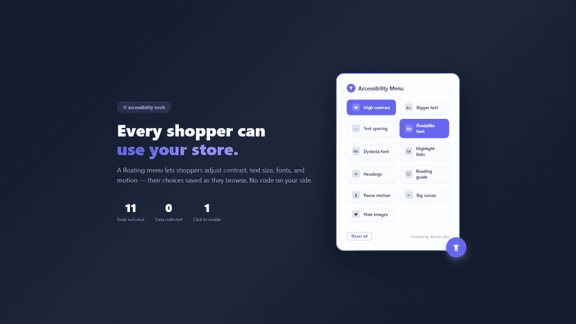 Every shopper can use your store with floating menu
