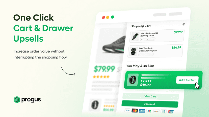 One-click upsell offer in the cart drawer before checkout