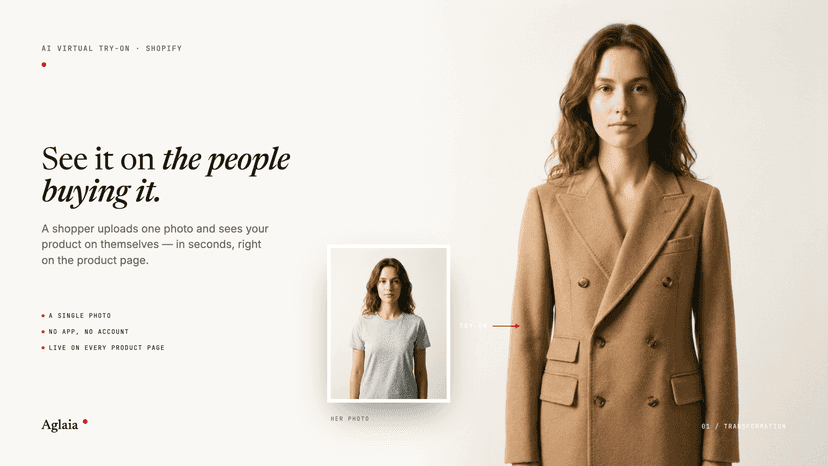 Shopper photo becomes them wearing the coat, AI virtual try-on