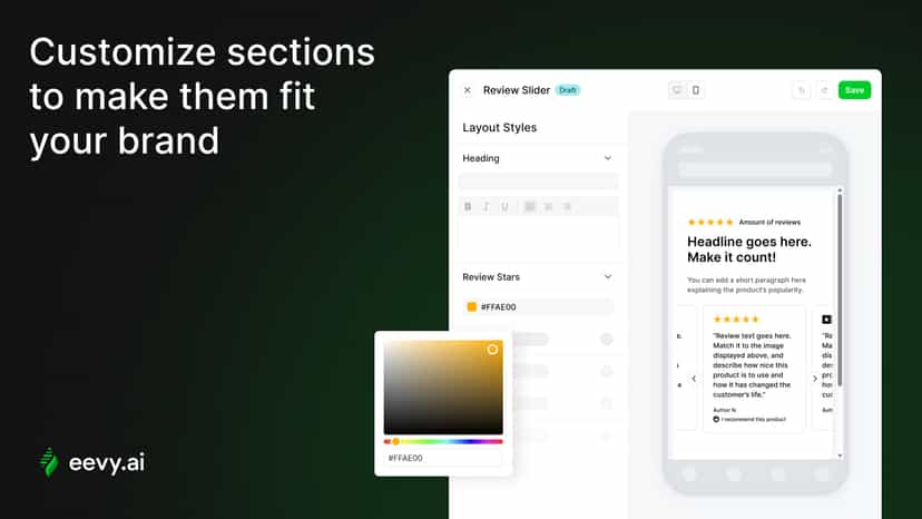 Image showing our customizer where sections can be customized
