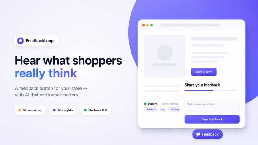 Feedback button and widget with AI insights on a storefront