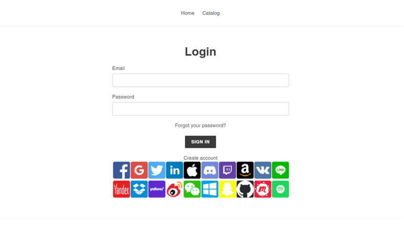 Social Login Icons on login from